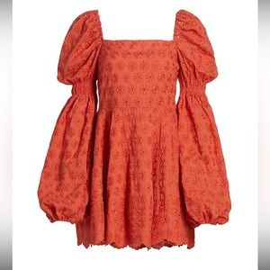Hunter Bell Caroline Constas Wren PuffSleeve Square Neck Daisy Mini Dress Sienna